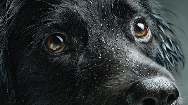 Khris examines newfoundlander closeup portrait studio hyperrealistic artistic