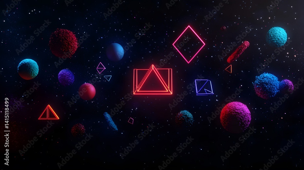 Poster geometric open space abstract in sleek digital art