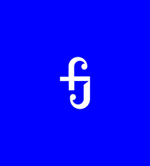 Stylish FJ Monogram Logo Design Blue Background, White Letters