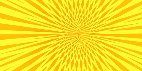 Fototapeta premium Orange Sunburst Pattern Background. Rays. Radial. Summer Banner. Vector Illustration