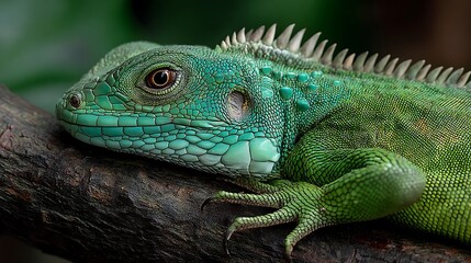 Obraz premium Vibrant Green Lizard on Branch