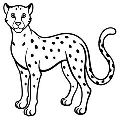 Cheetah Line Art Vector on White