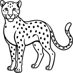 Cheetah Line Art Vector on White