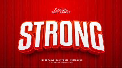 Editable red 3d text effect. strong text style effect