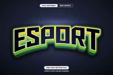Stylish green themed esport text effect for gaming titles, banners, or team branding. Fully editable vector format for easy customization