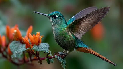 Vibrant hummingbird on a flower (1)