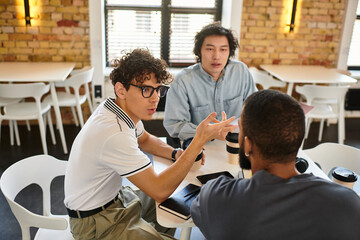 Collaborative brainstorming session in a bright modern workspace filled with creativity