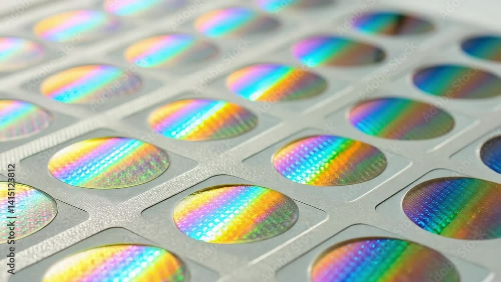 Aufkleber shiny holographic stickers in grid pattern showcase reflective designs that emphasize error preventi