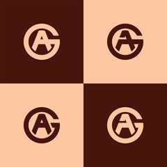 GA, AG letter logo design template elements. Modern abstract digital alphabet letter logo.