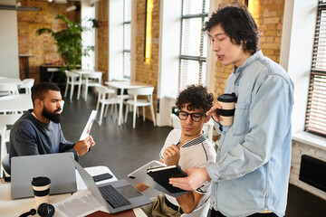 Engaging team collaboration in a modern office space during a productive work session