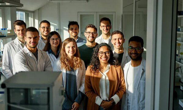 Diverse group of researchers in laboratory setting
