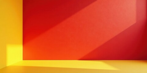 Obraz premium Sunlit Corner with Vivid Red and Yellow Walls A Minimalist Room Setting for Creative Displays