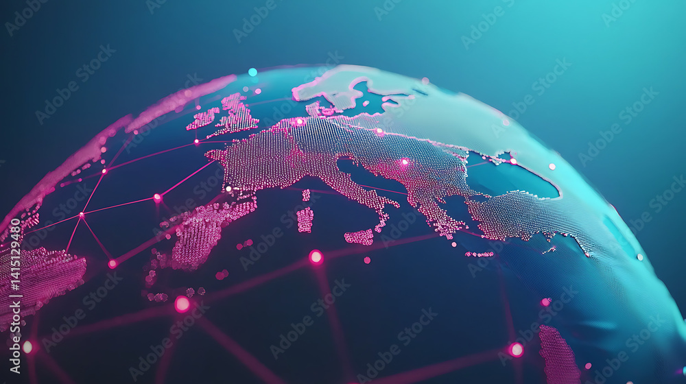 Aufkleber a globe with a network of lines connecting it