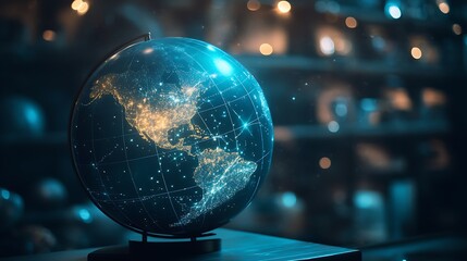 Fototapeta premium Illuminated globe showcasing global connectivity.