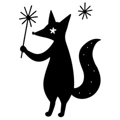 black and white cat with stars
