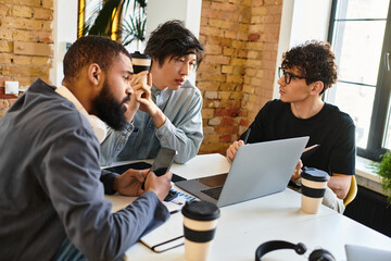 Engaging discussions among colleagues in a modern office setting during a productive morning