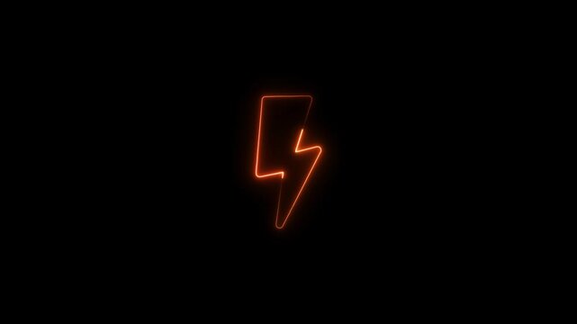 Glowing neon power icon isolated on black background. HD Video motion graphic animation