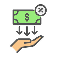 lending filled outline icon. credit color line illustration.