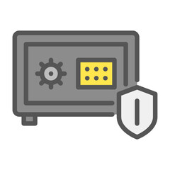safe box filled outline icon. safety box color line illustration.