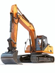 Excavator working on a construction site, showcasing heavy machinery in action