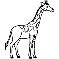 Minimal Giraffe Line Art – Black on White Vector