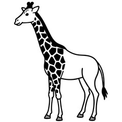 Naklejka premium Minimal Giraffe Line Art – Black on White Vector