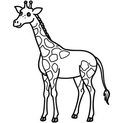 Minimal Giraffe Line Art – Black on White Vector