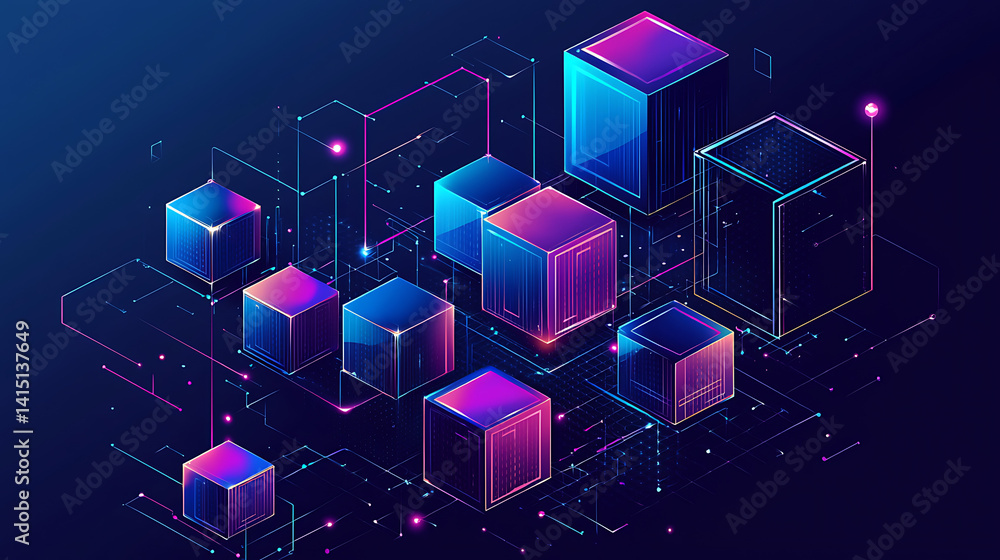 Poster a colorful image of cubes arranged in a grid