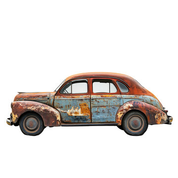 Fototapeta Rusty vintage car side view