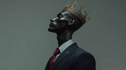 Elegant Profile with Crown A Symbol of Power and Leadership in Formal Attire