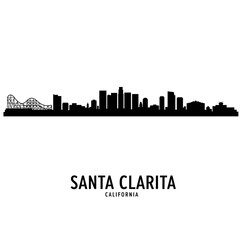Fototapeta premium Santa Clarita CA Skyline with Black Silhouette.