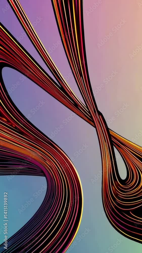 Poster dynamic colorful abstract lines in energetic movement on gradient background