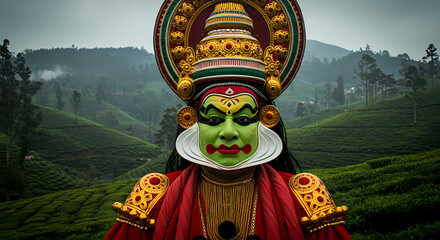 Kathakali Dancer in a Tea Plantation Setting