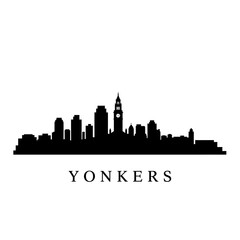 Obraz premium Yonkers Skyline Black Vector Silhouette.
