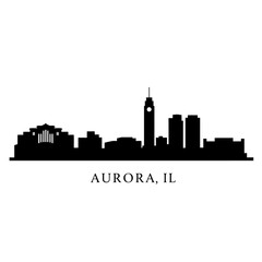 Obraz premium Aurora with Illinois Skyline Silhouette.