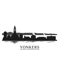 Yonkers NY Skyline Silhouette Vector.