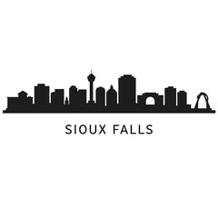 Naklejka premium Sioux Falls Skyline Black Silhouette.