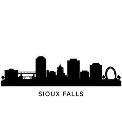 Naklejka premium Sioux Falls with South Dakota Skyline Silhouette.