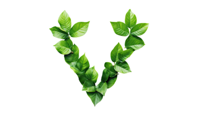 Green Leaves Form Letter V