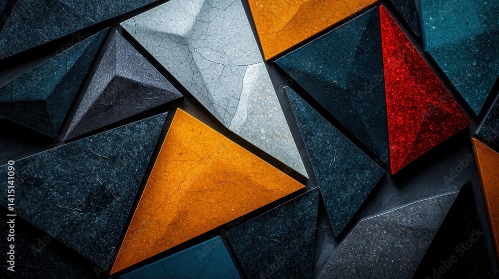 Poster a colorful abstract design made of triangles and squares