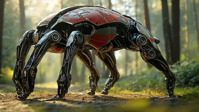 Advanced Hexapod Robot Exploring Verdant Forest - Futuristic Innovation Showcase