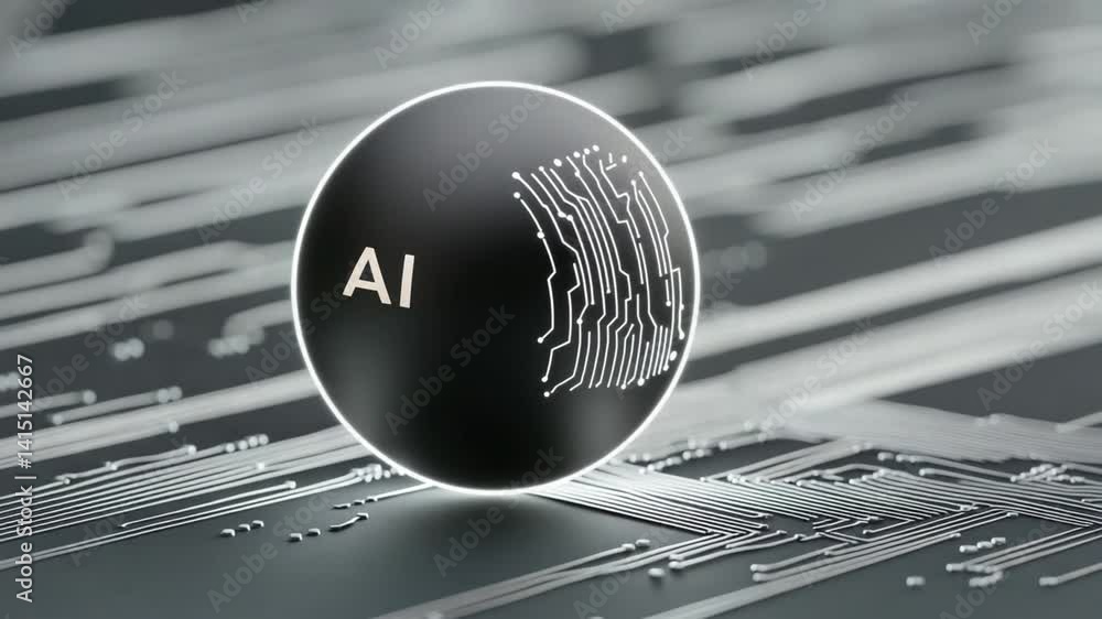 Poster black egg on circuit board with ai motif representing artificial intelligence technology and digital