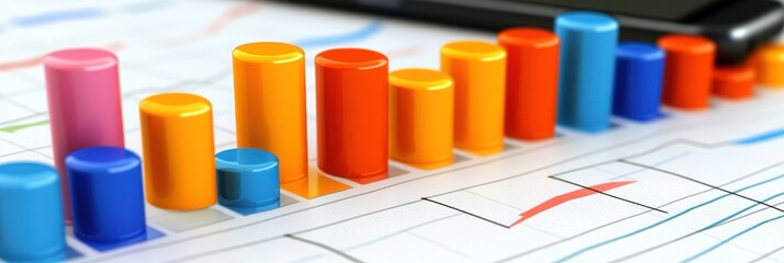 Colorful bar graph showing increasing data trends