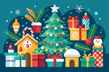 Northern Lights Christmas Illustration  
