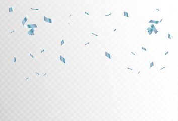 blue bright colorful. confetti and ribbon streamers falling on a transparent background. blurred. Vector. eps 10	