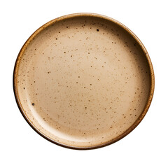 Neutral Speckled Ceramic Plate With Clean Lines and Textured Surface on Transparent Background