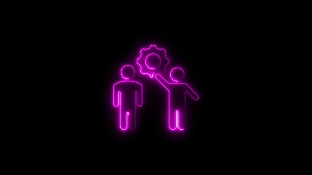 Glowing neon apprenticeship icon isolated on black background. HD Video motion graphic animation