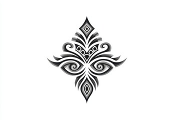 Obraz premium Abstract Grayscale Symmetrical Design with Swirling Patterns and Geometric Shapes