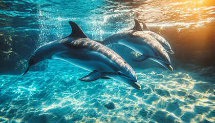 Obraz premium dolphin swimming in water