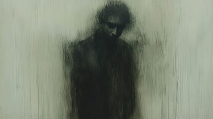 Melancholy figure shrouded in shadow